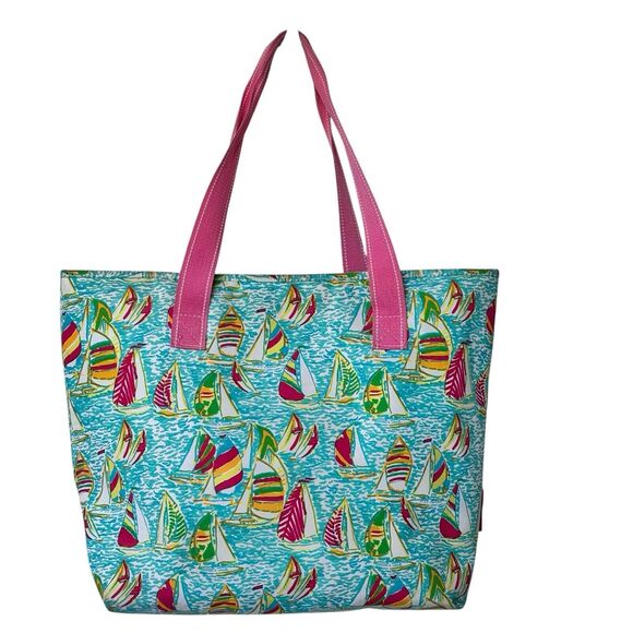 Lilly Pulitzer You Gotta Regatta Insulated Beach Tote Cooler Shopping sailboats - Picture 1 of 8